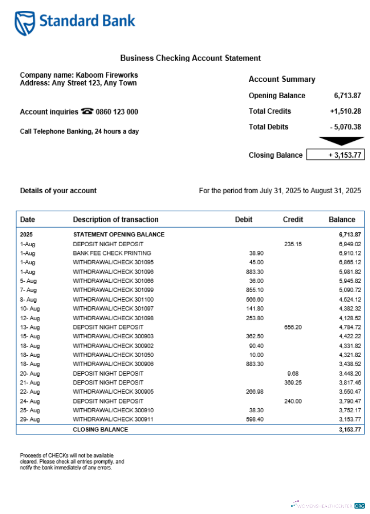 Download South African Standard organization statement Word and PDF template Photoshop template